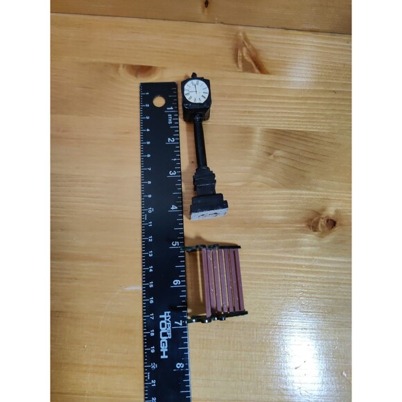 Lemax Village Accessory Black Town Clock Tower City Center + Metal Park Bench - Picture 6 of 6